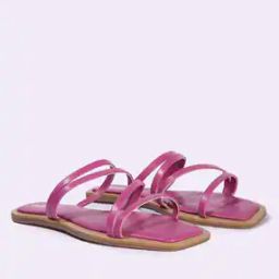 Women Square-Toe Slip-On Flat Sandals-18