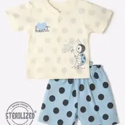 Polka-Dot Print Jhabla & Shorts Set-image-46