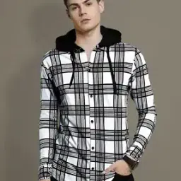 eyebogler Men Checked Relaxed Fit Hooded Sweatshirt-picture-33
