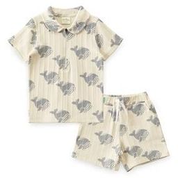 Whale Printed Polo-Neck T-Shirt & Shorts Set-image-13