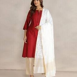 fabindia Women Embroidered Dupatta with Contrast Border-picture-47