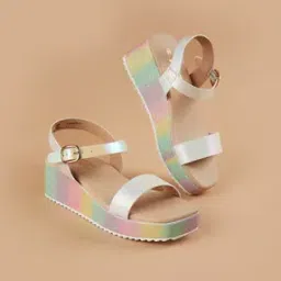 fame forever by lifestyle Girls Open-Toe Slip-On Sandals with Buckle Fastening-picture-43