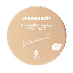 mamaearth Glow Full Coverage Compact SPF 30 PA+++ with Vitamin-C - 02 Ivory Glow image 1