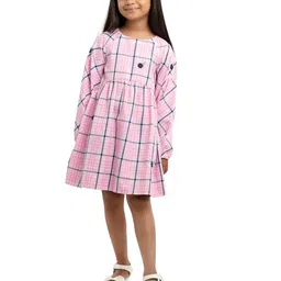 UNDER FOURTEEN ONLY Girl  Pink Checked Dress-image-71