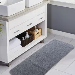 OBSESSIONS Grey Solid 1400 GSM Bath Rug-54