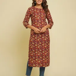 CRAFTED FOR YOU Women Plus Size Floral Printed Pure Cotton Kurta-image-17