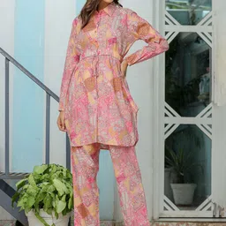 LALI JAIPUR Printed Shirt Collar Tunic With Trousers Co-Ords-image-10