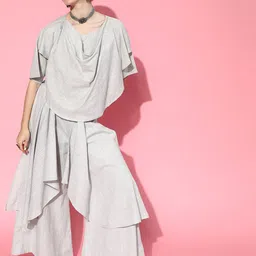 InWeave Women Flared Sleeves Pure Cotton Top With Palazzo-picture-20