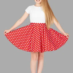 BAESD Girls Polka Dots Printed Flared Knee Length Skirt With Attached Shorts-image-77