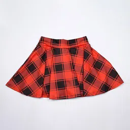 BAESD Girls Checked Flared Knee Length Skirt-image-90