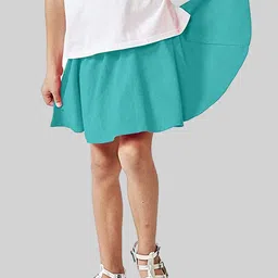 BAESD Girls Flared Knee Length Skirt With Attached Inner Shorts-image-87