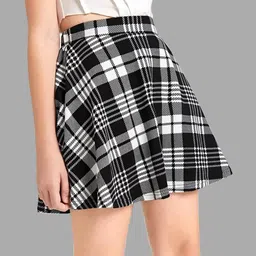 BAESD Girls Checked Flared Skirt-image-22