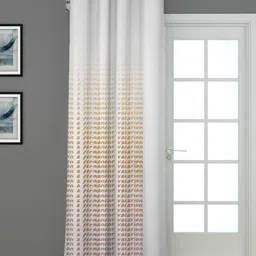 HOUZZCODE Off White & Peach-Coloured Black Out Long Door Curtain-33