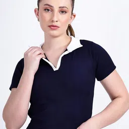 TABADTOD Shirt Collar Short Sleeves Solid Top-picture-12