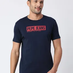 Pepe Jeans Men Navy Blue Cotton Typography Printed T-shirt-image-56