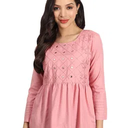 BAESD Round Neck Embellished A-Line Top-picture-30