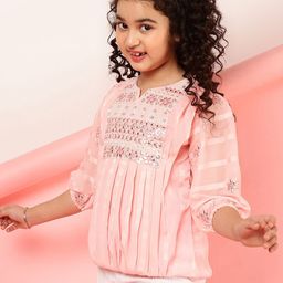 BAESD Ethnic Motifs Printed Round Neck Embroidered Top-image-60