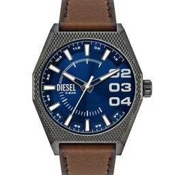 DIESEL Men Round Dial Leather Straps Analogue Watch DZ2189-28