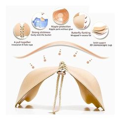 classic-hub Women's Pack of 2 Self Adhesive Silicone Invisible Havey Push up with Drawstring Reusable Backless Strapless Bra image 5