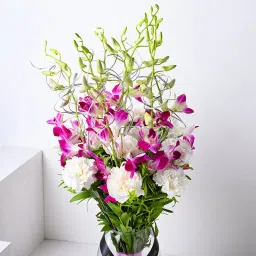 Enchanting Combo Of Orchids Carnations N Chocolates image 4