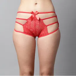 PrettyCat Women Red High Waist Sexy Bikini Panty with Cage Detailing - Lace-picture-45