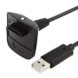 GAMENOPHOBIA Wireless Controller USB Charging Cable for Microsoft Xbox 360 & Xbox 360 Slim - Charge and Play Kit, Black image 1