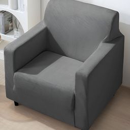 HOKIPO Grey Velvet 200 Gsm Sofa Cover With Arms-image-83