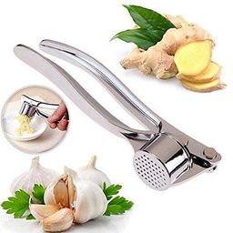 Clazkit Garlic Crusher Presser Garlic Press Multi-Function Manual Portable Garlic Crusher Ginger Mincer Garlic Presser Curved Garlic Grinding Slicer (Silver), Medium (CGCP) image 1
