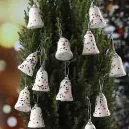 TIED RIBBONS White 12-Pieces Hanging Bells Christmas Tree Decoration Gift Set-21
