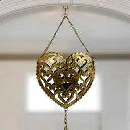 HANDICRAFTS PARADISE Goldtoned and Black Heart Shaped Metal Decorative Wall Decor-11