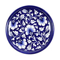 INDIA MEETS INDIA Blue & White Floral  Printed Plate Wall Art-24