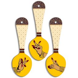 SEHAZ ARTWORKS 3-Pcs Beige & Yellow Printed Kitchen Decor Wall Hangings-19
