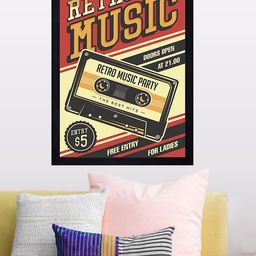 Gallery99 Multicolored Retro Music Texture Paper Framed Wall Art-35