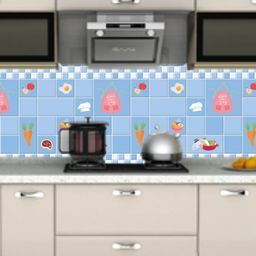 Jaamso Royals Blue & Pink Kitchen Vegetable Fruit Design Self Adhesive Kitchen Wallpaper-image-9