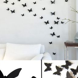 Jaamso Royals Black 12 Pieces Butterfly Self Adhesive Wall Stickers-image-50
