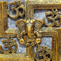 RSN Gold Toned & Black Textured Metal Ganesha Wall Hanging-11