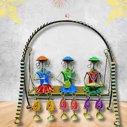 ANSHIKA INTERNATIONAL Gold Toned & Black Tribal Rajasthani Musician Figurine Showpiece-19
