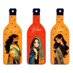 SEHAZ ARTWORKS 3-Pcs Brown & Red Printed Kitchen Decor Wall Hangings-8