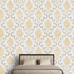 Jaamso Royals White & Beige Ethnic Motifs Self Adhesive Removable Wallpaper-picture-7