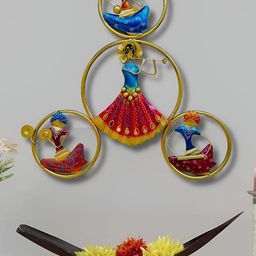 RSN Gold Toned & Red Metal Playing Musician Doll Framed Wall Hanging-image-50