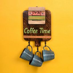 AAKRITI ART CREATIONS Brown 1 Handcrafted Cup Holder & 3 Mugs-44