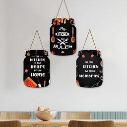 ArtVibes 3 Pieces Black Quotes Wooden Wall Hangings-image-43