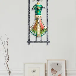 Golden Peacock Gold-Toned & Green Abhla Bharat Embellished Wall Frame-image-71