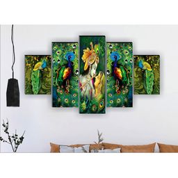 SAF Set of 5 Multicoloured Radha Krishna Spiritual Wall Decor-33
