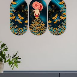 ArtVibes Teal 3 Pcs Black Quotes Printed Wooden Wall Hangings-image-81
