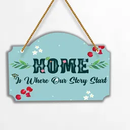 SAF Green & Red Typography Printed Wooden Wall Hanging With Zardoori-image-46