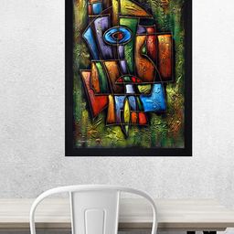 Gallery99 Green "Abstract Art" Texture Paper Framed Wall Art-image-105