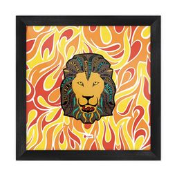 Indigifts Black & Yellow Lion Face Printed Wooden Wall Art-picture-42