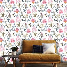 Jaamso Royals White & Pink Floral Printed Wall Sticker-picture-36