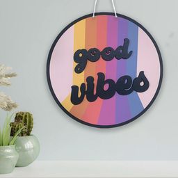 Art Street Black & Purple Good Vibe Sign Printed Round MDF Wooden Wall Decor-image-41